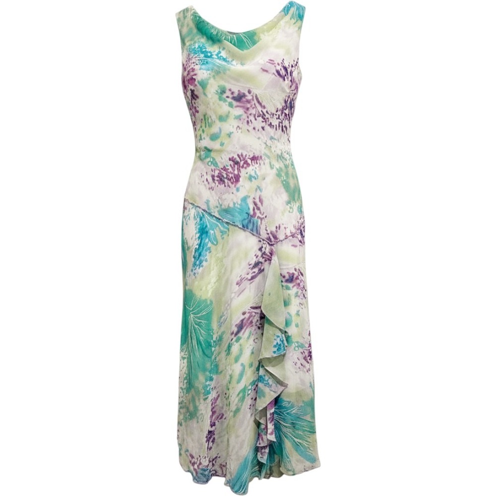 Disorderly Kids Fairy Y2K Purple & Teal Floral Chiffon Dress Size 18.5 (Small)
